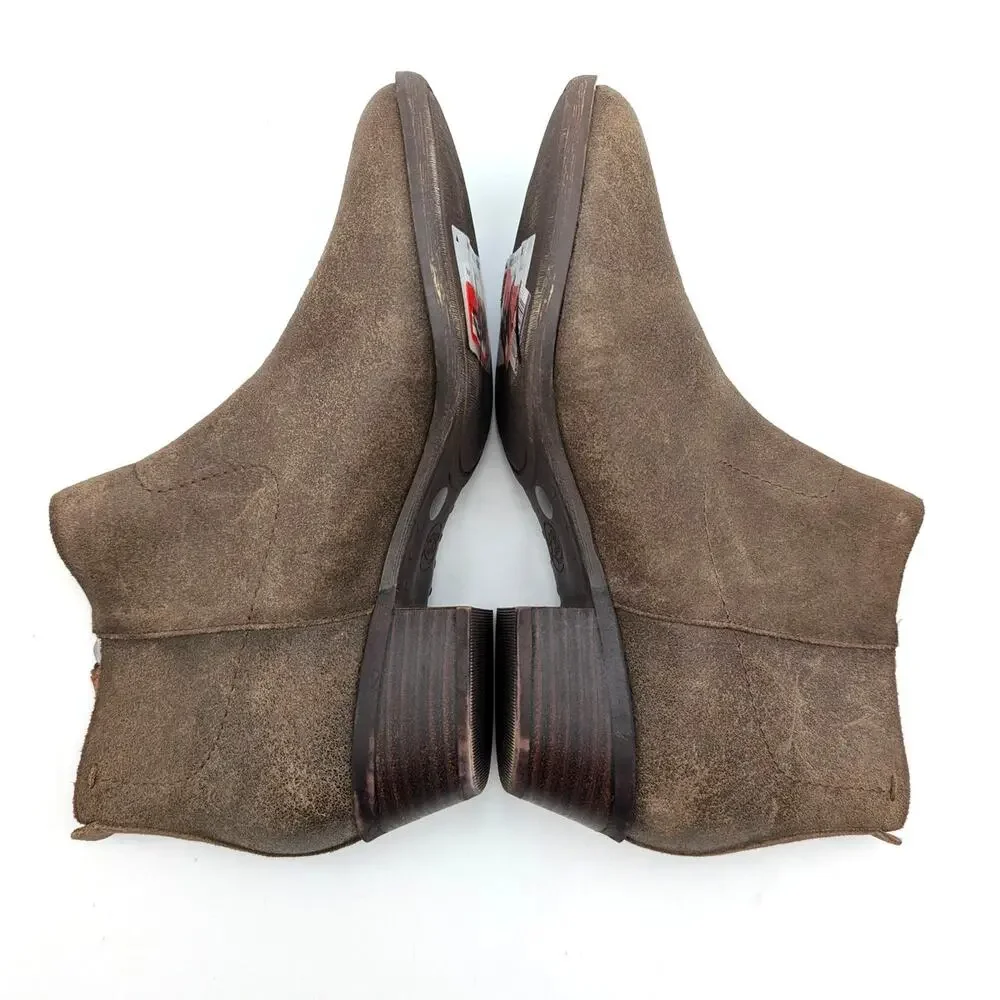 Lucky Brand Blandre Leather Ankle Booties Women's Brown Size US7M EU37.5